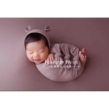 Памук Beanbag Фон: Новородено Фотография Prop Позиране Плат Бебешко одеяло Stretch Baby Fotoshooting Background Новородено подпори