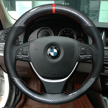 Персонализиран капак на автомобилната оплетка от въглеродни влакна естествена кожа 100% подходящ за BMW F10 2014 520i 528i 730Li 740Li 750Li