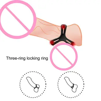 Препуциум съпротива пръстен трайно забавно петел пръстен три пръстена увеличаване на щастието силиконово забавяне еякулация заключване пръстен Продукти за възрастни