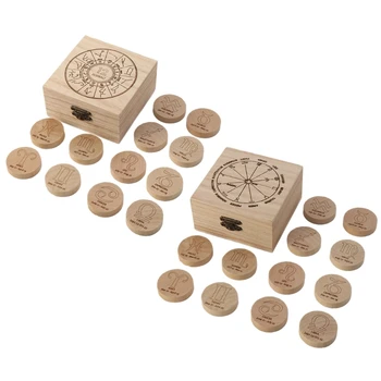Скандинавски ръчно изработени дърворезбени рунически камъни с руна кутия за съхранение Настолен подпор за игри