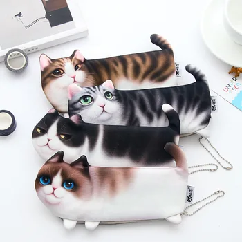 Сладък 3D симулация на котка молив чанта Papelaria мек молив случай канцеларски материал Escolor училищни пособия Kawaii молив случай