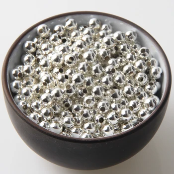 Сребърен цвят кръгли метални мъниста гладка топка дистанционер мъниста за бижута вземане 2/3/4mm бижута констатации DIY Accesorios