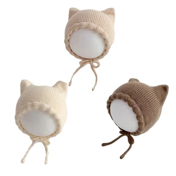 Топло & Удобно бебе капачка карикатура плетени шапка уши модел за есента и зимата