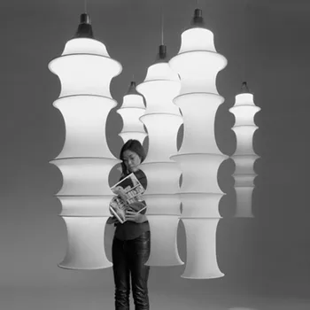 Фолкландска висяща лампа Минималистична датска лампа Платнен абажур Wabi Sabi копринена лампа Окачване за трапезария Таванско стълбище светлина