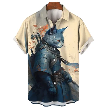 Хавайски животински модел ризи за мъжки ежедневни летни дрехи елемент 3d печат изненадващ яка Casua къс ръкав плажни върхове