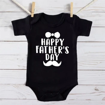 Честит Ден на бащата Отпечатано новородено бебе момчета момичета боди сладък бебе памук къс ръкав гащеризон дрехи облекло подарък за татко