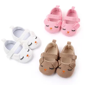 бебе сладка усмивка принцеса обувки плътен цвят трикотажни меко дъно пролетта първо малко дете обувки 0-18 месеца новородено бебе обувки момиче