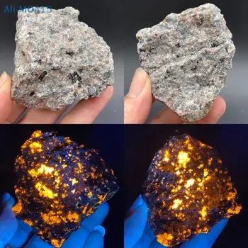естествен пламък камък сиенит, съдържащ флуоресцентен содалит минерални груби занаяти орнаменти Рейки минерали стая декорация подаръци
