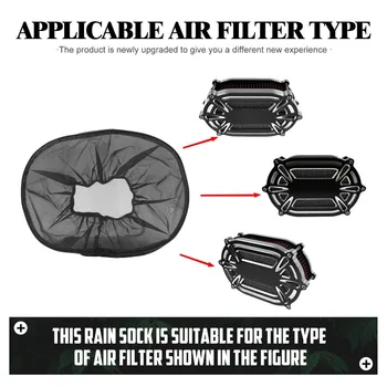 черен правоъгълник въздушен филтър за почистване прахоустойчив водоустойчив дъжд чорап покритие защита чисти комплекти за Harley Touring
